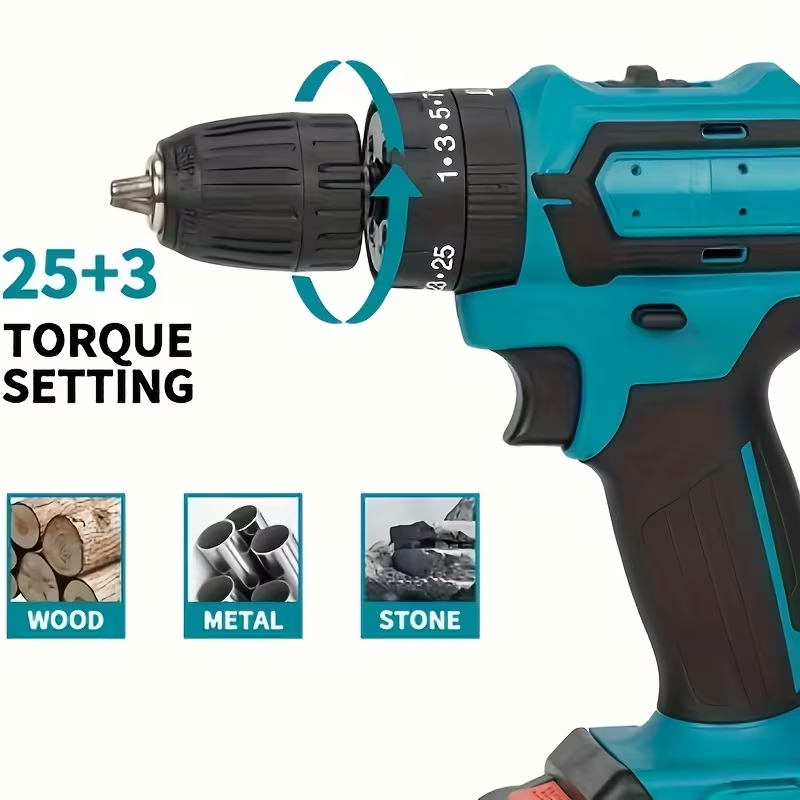Cordless Drill Set - 36VF 2 Batteries, Accessories, and Case