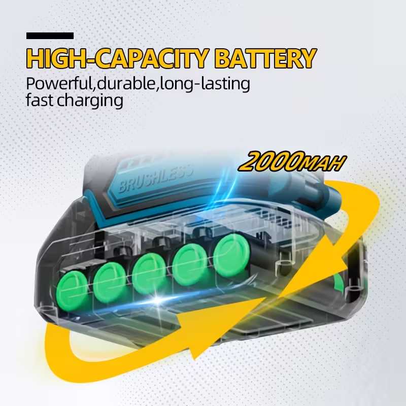 21V Cordless Impact Wrench with Brushless Motor (2 Batteries & Case