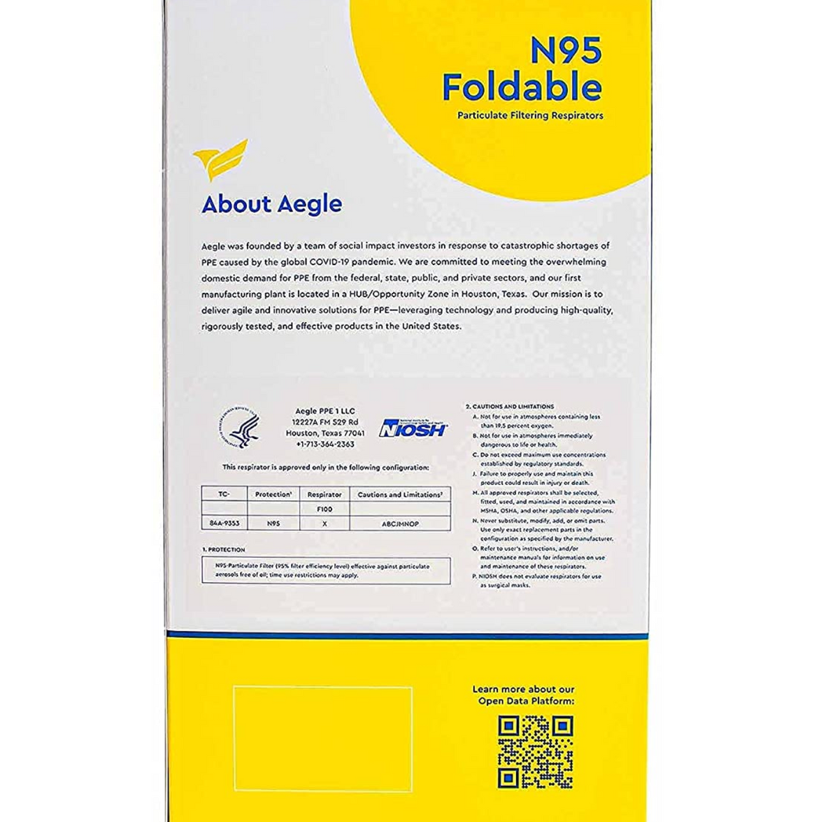 N95 Foldable Mask by AEGLE - NIOSH Approved (MADE IN USA)