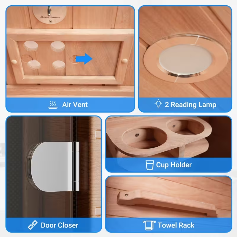 SMART LIFE - SaunaPro - 1 Person Sauna, Spectrum Infrared Sauna for Home with BT and WiFi Control, Indoor Dry Sauna with 5 Heater Panels, Home and Gym