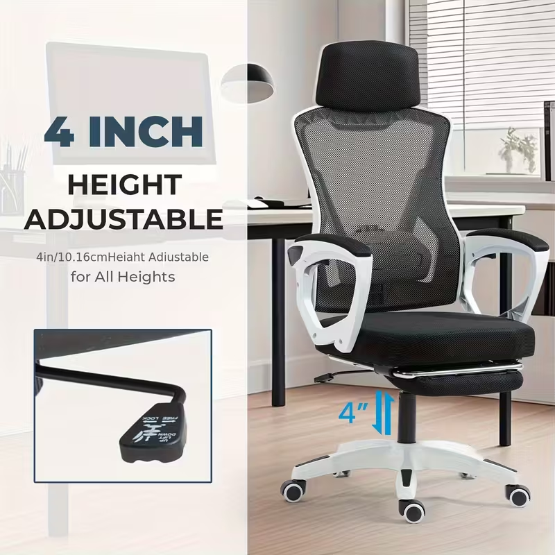 Office Chair With Foot Rest Retractable Footrest