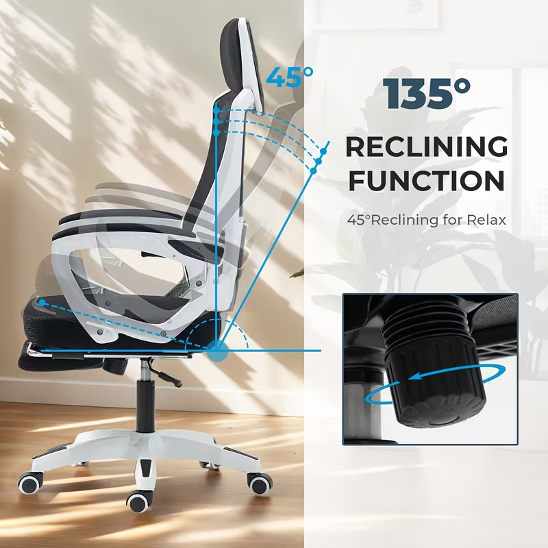 Office Chair With Foot Rest Retractable Footrest