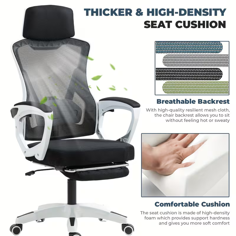 Office Chair With Foot Rest Retractable Footrest
