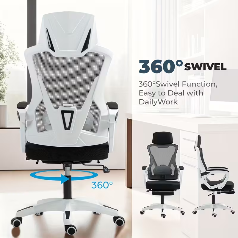 Office Chair With Foot Rest Retractable Footrest