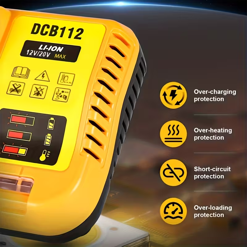 Dewalt Compatible - 12V/20V Fast Battery Charger for Dewalt