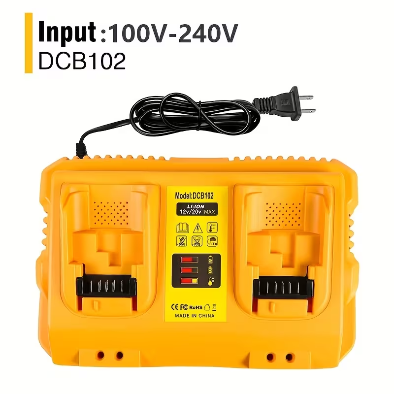 Dewalt Compatible (2 Bay Charger) - 12V/20V Fast Battery Charger