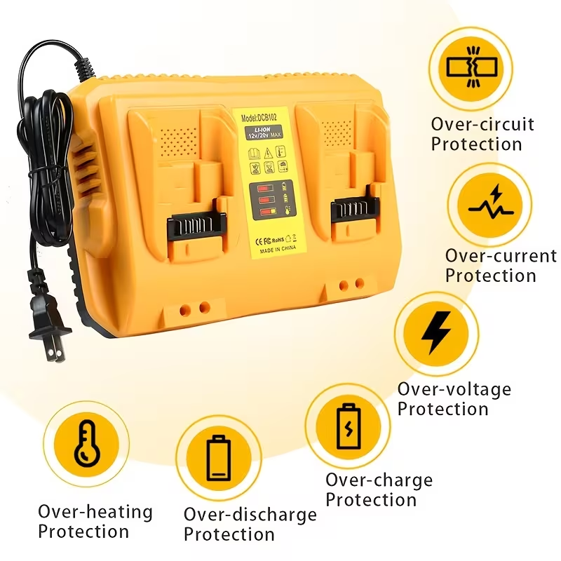 Dewalt Compatible (2 Bay Charger) - 12V/20V Fast Battery Charger