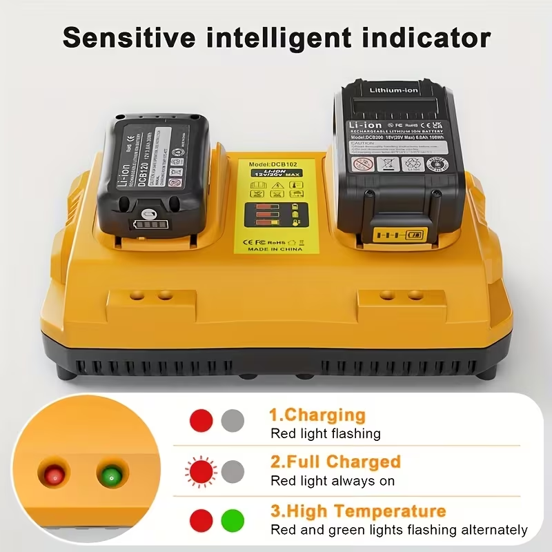 Dewalt Compatible (2 Bay Charger) - 12V/20V Fast Battery Charger