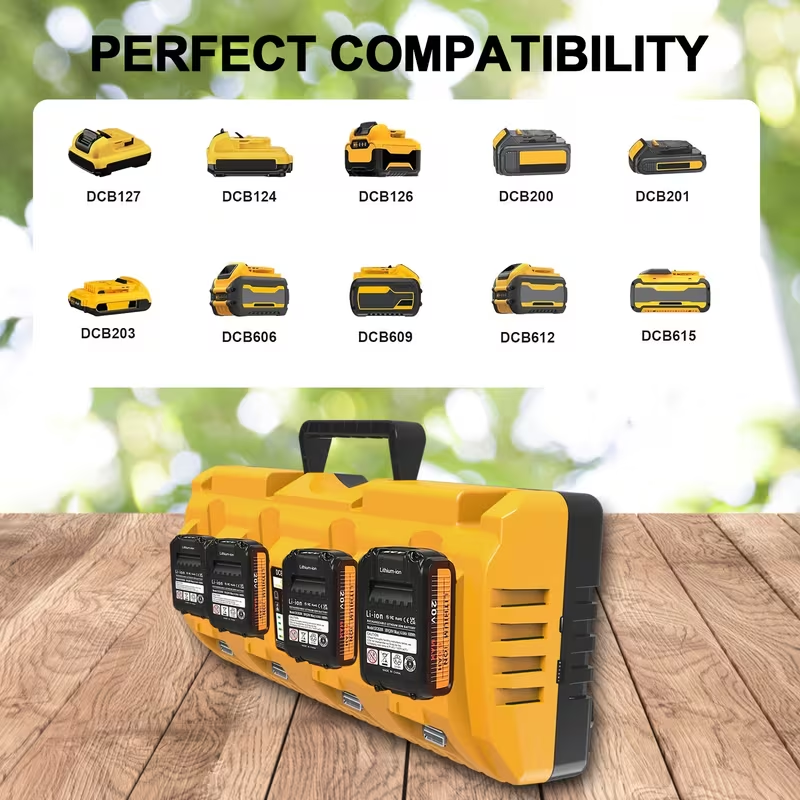Dewalt Compatible (4 Bay Charger) - 12V/20V Fast Battery Charger