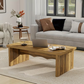 47 Inch Thick Wooden Rustic Coffee Table with Wood-Grain, Mid Century Modern Coffee
