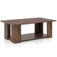 Modern Brown Coffee Table, 2-Tier LIFEZEAL Coffee Table with Storage Shelf