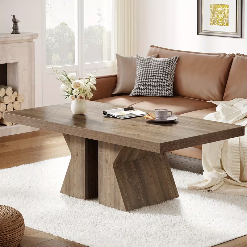 47.24 Inch Wooden Coffee Table, Rectangular