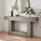 63" Modern Farmhouse Console Table with U-Shaped Base & 2-Tier Shelves (Light Grey)