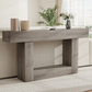 63" Modern Farmhouse Console Table with U-Shaped Base & 2-Tier Shelves (Light Grey)