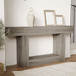 63" Modern Farmhouse Console Table with U-Shaped Base & 2-Tier Shelves (Light Grey)