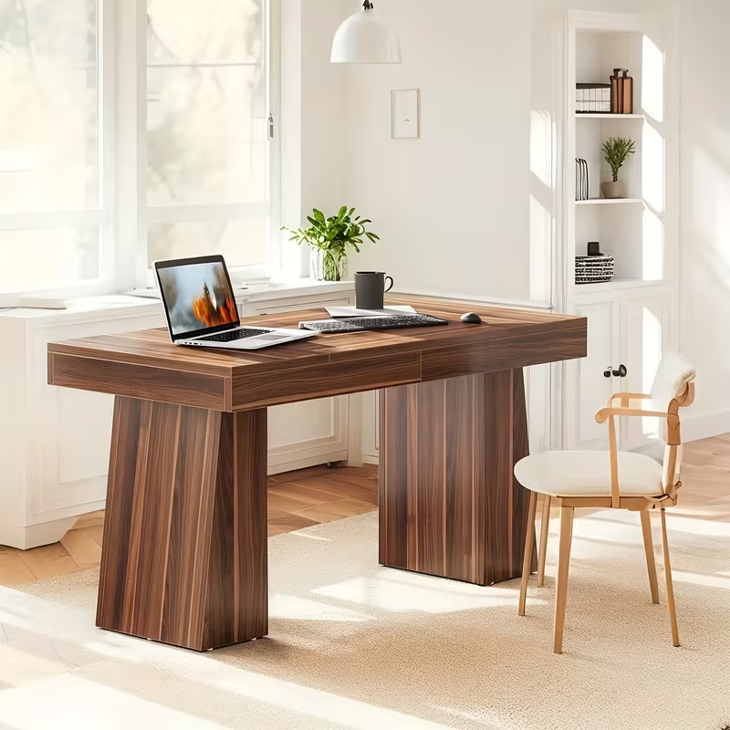55" Large Computer Desk - Sturdy Engineered Wood