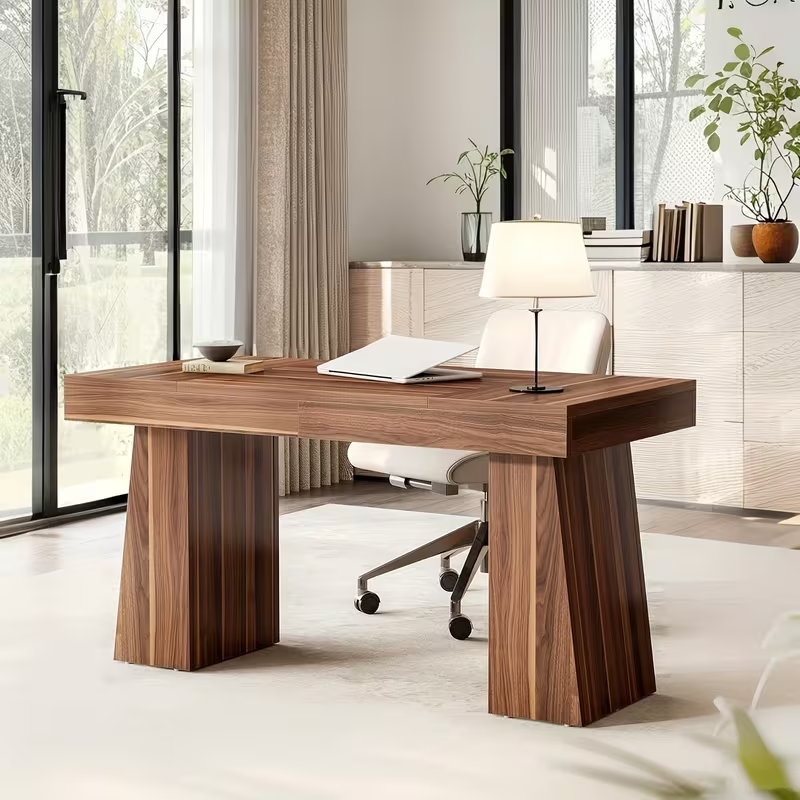 55" Large Computer Desk - Sturdy Engineered Wood