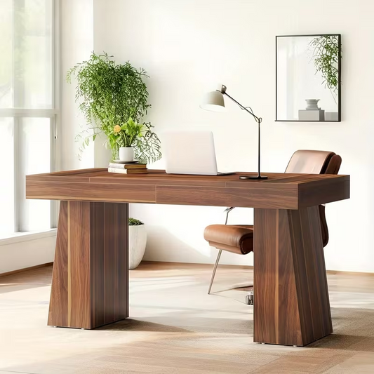 55" Large Computer Desk - Sturdy Engineered Wood