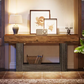 63" Modern Farmhouse Console Table with U-Shaped Base & 2-Tier Shelves
