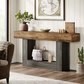 63" Modern Farmhouse Console Table with U-Shaped Base & 2-Tier Shelves