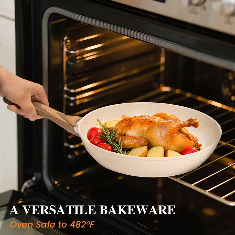 17-Piece, Non-Stick Ceramic Cookware Set (Black / Beige)