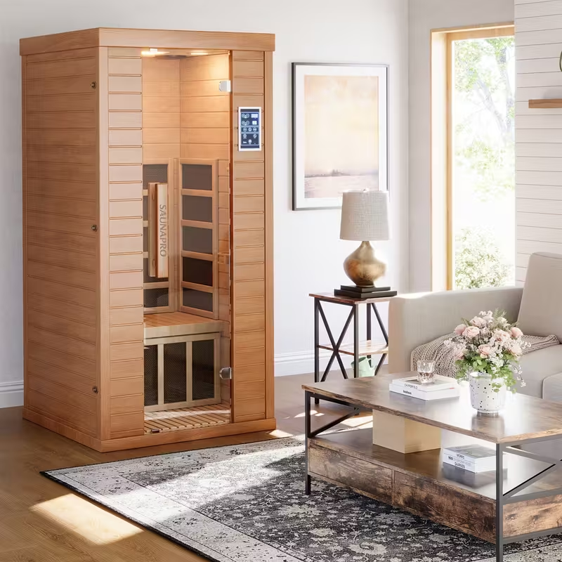SMART LIFE - SaunaPro - 1 Person Sauna, Spectrum Infrared Sauna for Home with BT and WiFi Control, Indoor Dry Sauna with 5 Heater Panels, Home and Gym