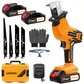 LOVEWE Cordless Reciprocating Saw with 2 Batteries, 4 Saw Blades, and Case
