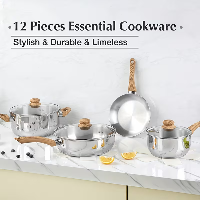 Highest Quality Stainless Steel 11 Piece Cookwear Set (18/10 Stainless Rating)