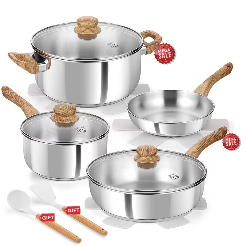 Highest Quality Stainless Steel 11 Piece Cookwear Set (18/10 Stainless Rating)