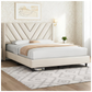 Queen Bed Frame, Stylish Bed Frame (Beige)