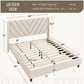 Queen Bed Frame, Stylish Bed Frame (Beige)